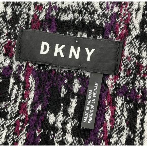 DKNY Sleeveless Purple Black Plaid Tweed Sheath Dress Button Accents Size 2 - Picture 6 of 10